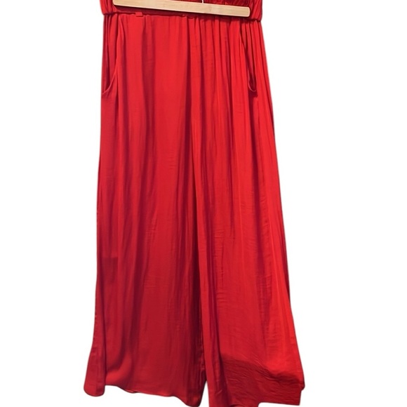 TRAFALUC By Zara Red Flowy Wide Leg Pants Size Medium - Picture 4 of 6